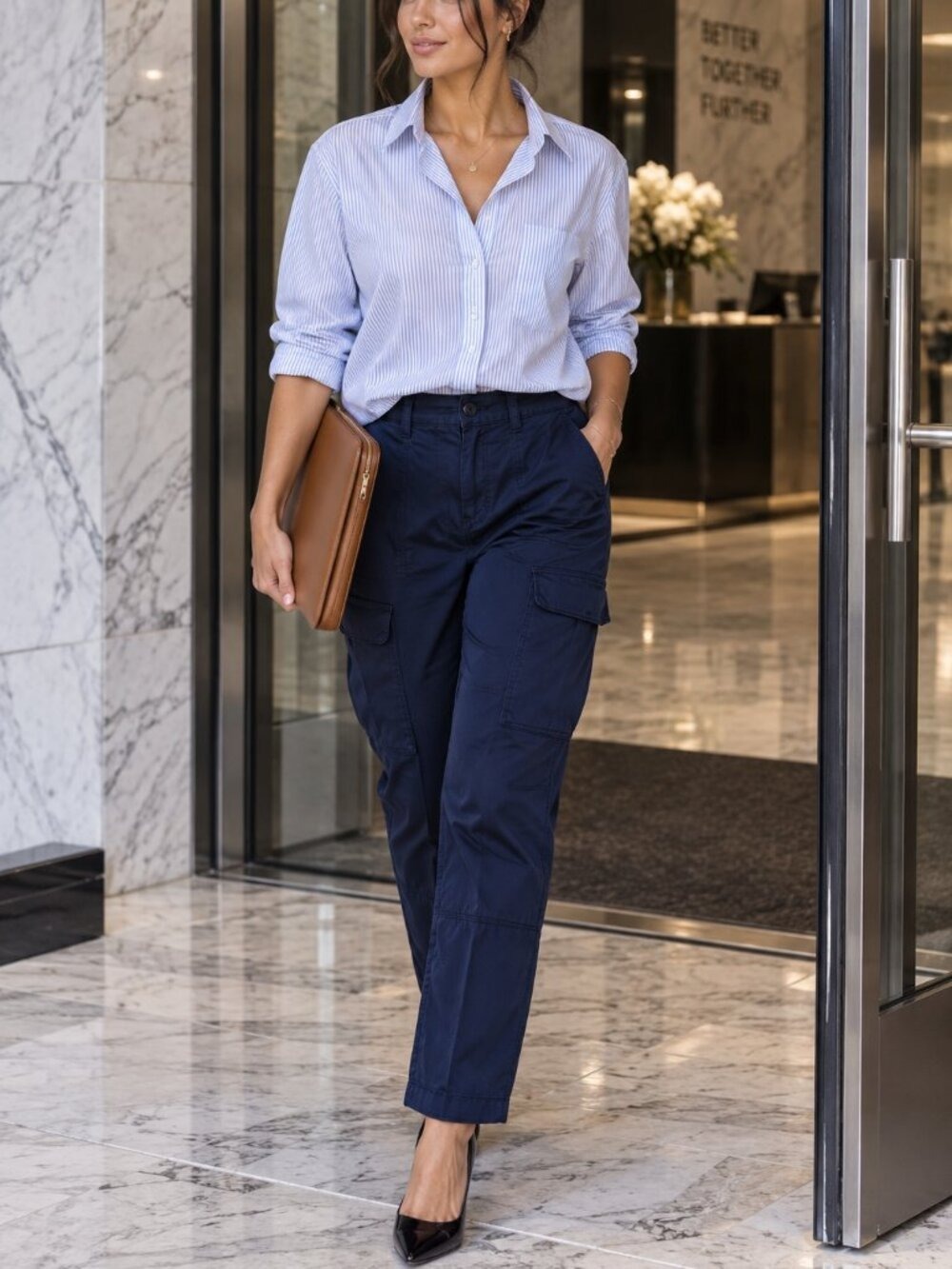 Daily Ritual Women’s Size 8 Navy Blue Lyocell Cargo Pants Tapered Utility NWT